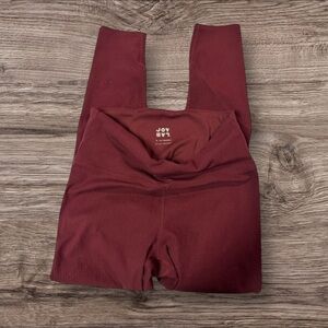 JoyLab Women's Medium Maroon Ribbed Activewear Leggings Slimming High Waistband